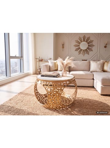 FineBuy Couchtisch in Gold / Marmor / 60x60x45