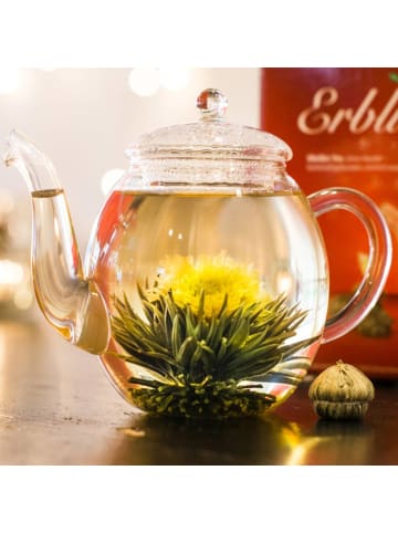 Creano Tee Set: Herz-Holzbox "ErblühTee" + Glas-Teekanne - 500ml