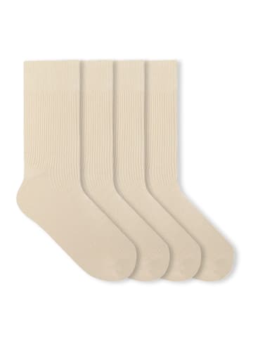 von Jungfeld Socken Fine Ribbed in Ecru White