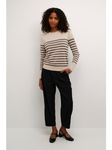 Kaffe Strickpullover KAlizza in Feather Gray/ Brown Stripe
