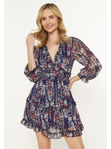 Usha Women Dress in navy blue multicolor