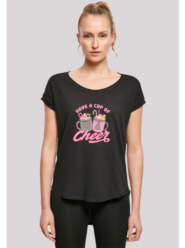F4NT4STIC Long Cut T-Shirt Have a Cup of Cheer Weihnachten in schwarz