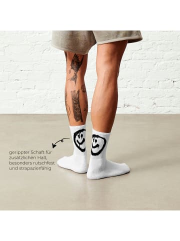 von Jungfeld Tennissocken Classic + Smiley Sportsocken Set in Weiß