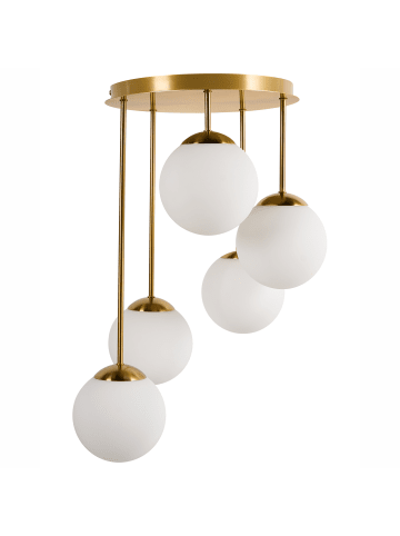 Beliani Deckenleuchten RIANA in Messing/Weiß - (W) 42 x (H) 61 x (L) 42 cm