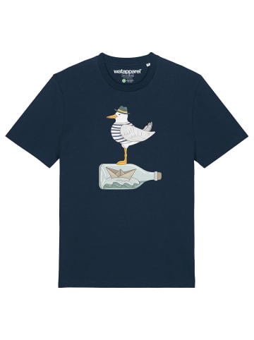 wat? Apparel T-Shirt Möwe mit Hut in Dunkelblau