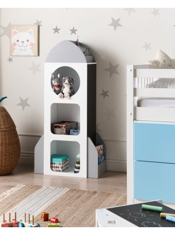 Beliani Bücherregal COSMOS in Weiß/Grau/Schwarz - (W) 60 x (H) 120 x (L) 31 cm