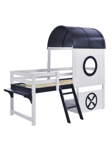 ABRIHOME Kinderbett mit Rollenschublade und zweistufiger Schrägleiter, 90x200cm