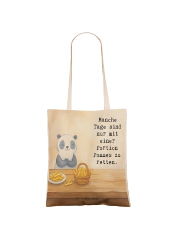 Mr. & Mrs. Panda Tote Bag Panda Pommes Gebet Design mit Spruch in Weiß