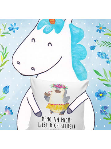 Mr. & Mrs. Panda Kissen 40x40 Pinguin Kokosnuss mit Spruch in Weiß