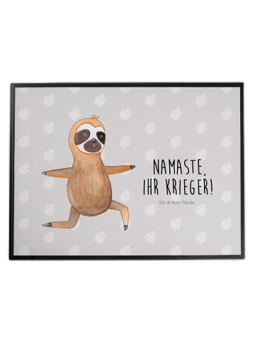 Mr. & Mrs. Panda malunterlage Faultier Yoga mit Spruch in Grau Pastell