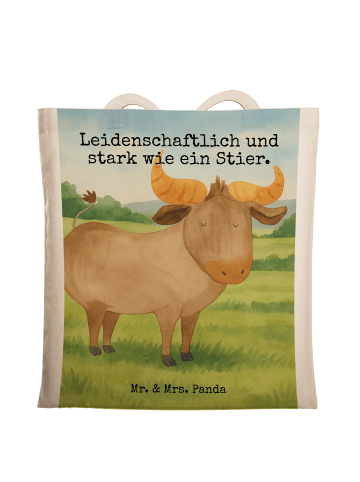 Mr. & Mrs. Panda Shopping Tasche Sternzeichen Stier Design mit S... in Weiß