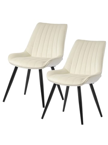 Home Nature Wohnkonzept Esszimmerstühle 2er Set aus Velours Wing Back in Weiß 48x51x84 cm