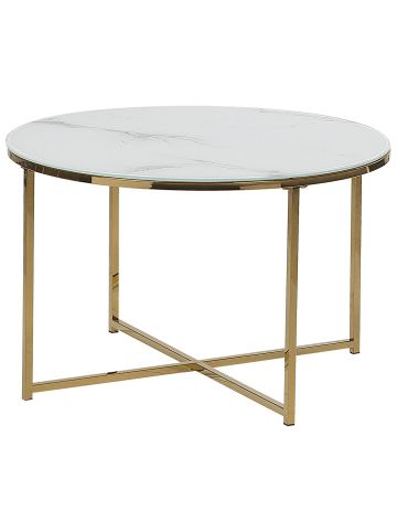 Beliani Couchtisch QUINCY in Weiß/Gold - (W) 70 x (H) 45 x (L) 70 cm