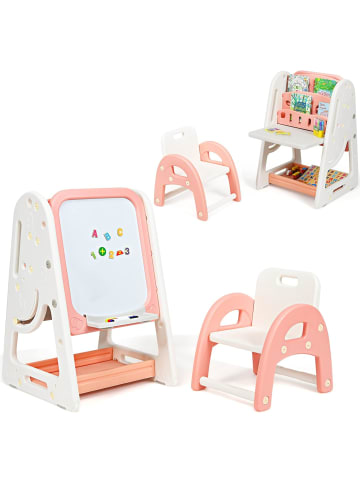 COSTWAY 2 in 1 Kindersitzgruppe mit Bücherregal in Orange