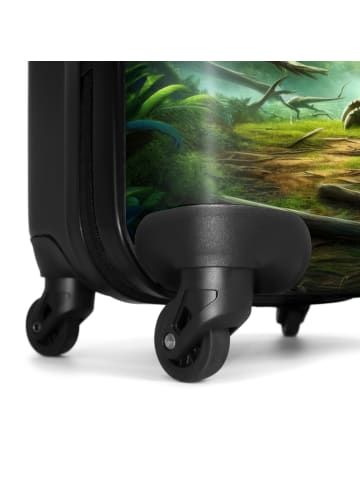 MuchoWow Suitcase, Koffer, Reisekoffer T-Rex grün blau