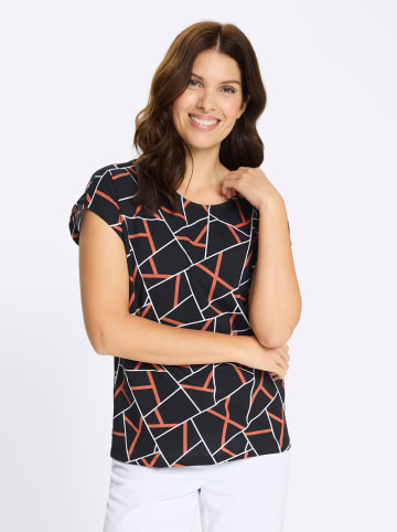 Sieh an! Kurzarm-Shirt in schwarz-papaya-bedruckt