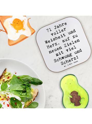Mr. & Mrs. Panda Getränkeuntersetzer Spruch 71. Geburtstag mit S... in Weiß