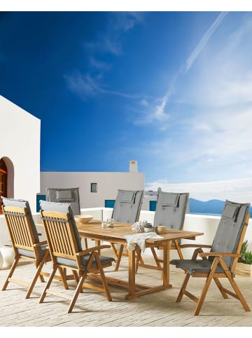 Beliani 6er-Set Gartenstuhl JAVA in Braun/Grau