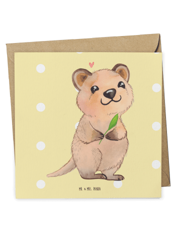 Mr. & Mrs. Panda Einladungskarte Quokka Happy ohne Spruch in Gelb Pastell