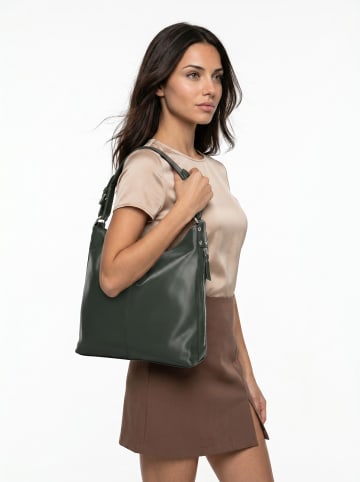 Samantha Look Handtasche echt Leder in dunkelgrün
