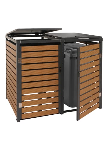 MCW 2er-/4er-Mülltonnenverkleidung K14, Teak-Optik