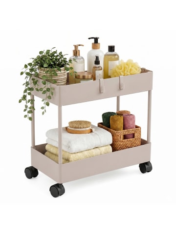 relaxdays Rollwagen in Beige - (B)39,5 x (H)38 x (T)21,5 cm