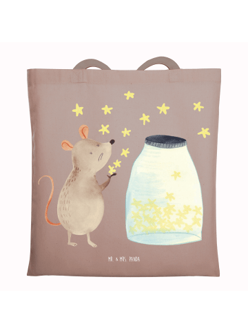 Mr. & Mrs. Panda Schultertasche Maus Sterne ohne Spruch in Braun Pastell