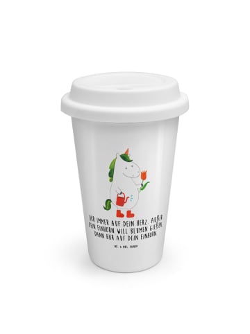 Mr. & Mrs. Panda Kaffeebecher Einhorn Gärtner mit Spruch in Weiß