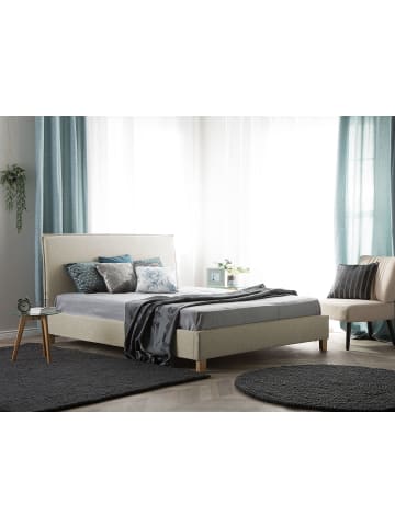 Beliani Doppelbett SENNEZ in Beige/Braun - (W) 195 x (H) 106 x (L) 216 cm