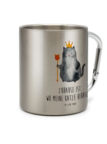 Mr. & Mrs. Panda Becher Katze König mit Spruch in Silber