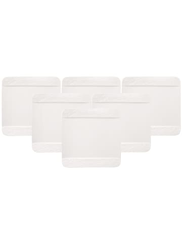 Villeroy & Boch 6er Set Speiseteller quadratisch Manufacture Rock Blanc 28 x 28 cm in weiß