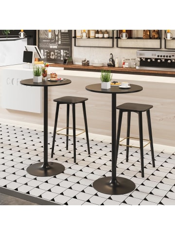 COSTWAY 2 in 1 Bartisch höhenverstellbar Ø60 x 56/101,5 cm in Schwarz