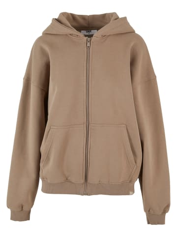 DEF Zip-Kapuzenpullover in brown washed01