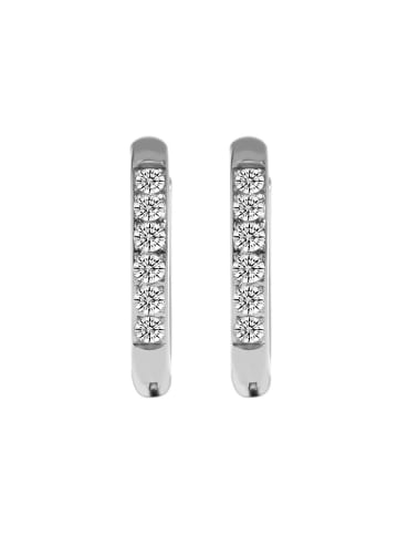 Damen Ohrringe – Klappcreole aus Edelstahl mit Strass Steinchen in silber