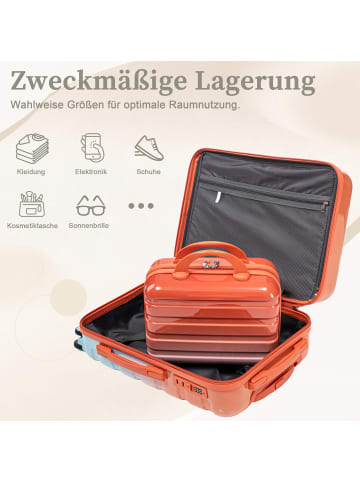 ABRIHOME Kofferset in Rot 2-teilig mit Zahlenschloss und Kosmetiktasche