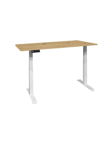 58 aufm Kessel SCHREIBTISCH höhenverstellbar elektrisch Edithe 200x100 weiß/asteiche