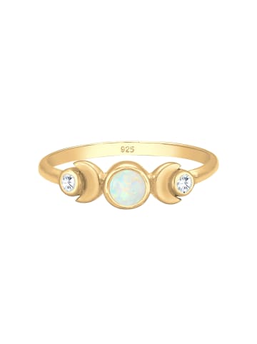 Elli Ring 925 Sterling Silber Halbmond, Astro in Gold