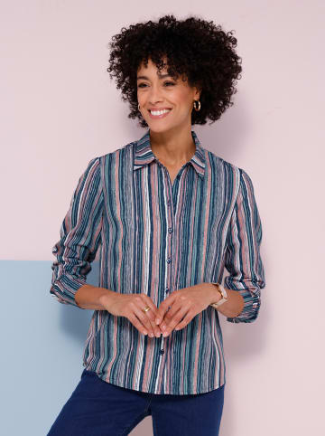 Sieh an! Langarm-Bluse in marine-rosenholz-gestreift