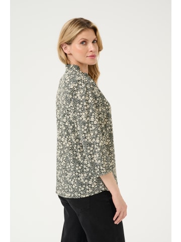 Kaffe Langarm-Bluse KAkatrine Regular fit in Black/White Flower Print