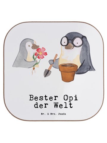 Mr. & Mrs. Panda Tischuntersetzer Pinguin Bester Opi der Welt mi... in Weiß