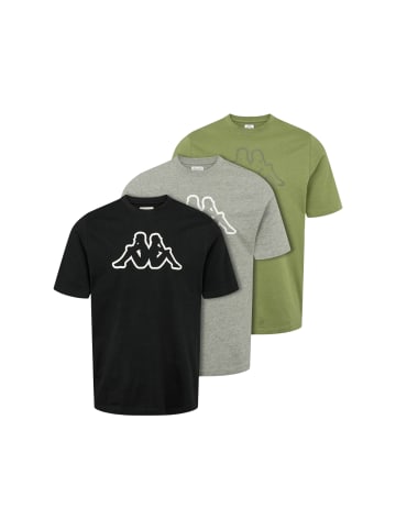 Kappa T-Shirt KMLogo in Grey mel-black-olive green