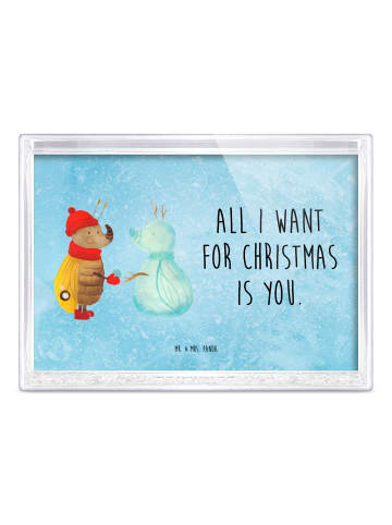 Mr. & Mrs. Panda Bilderrahmen Nachtfalter Schneemann mit Spruch in Eisblau