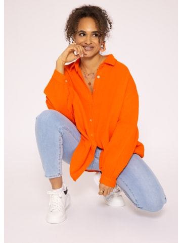 SASSYCLASSY Ultra Oversize Musselin-Blusenhemd kürzere Variante in Orange