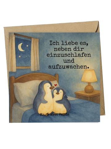 Mr. & Mrs. Panda Grußkarte Pinguine Einschlafen Design mit Spruch in Weiß