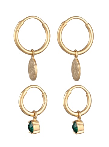 Elli Ohrringe 925 Sterling Silber Kreis, Plättchen in Gold