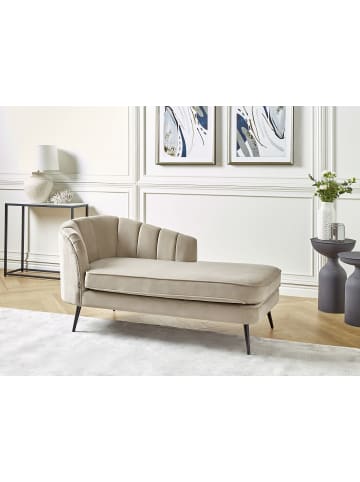 Beliani Chaiselongue ALLIER in Beige/Schwarz - (W) 150 x (H) 75 x (L) 76 cm linksseitig