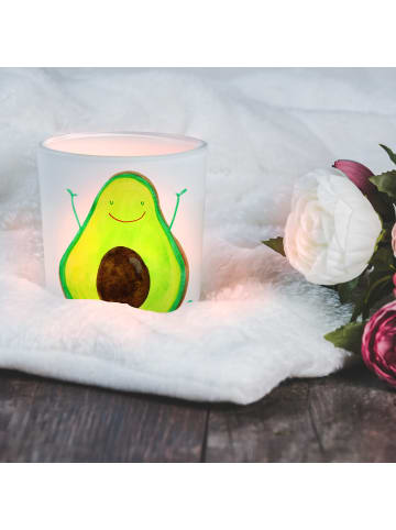 Mr. & Mrs. Panda Teelichthalter Glas Avocado Glücklich ohne Spruch in Transparent