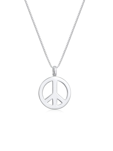 KUZZOI Halskette 925 Sterling Silber Peace-Zeichen in Silber