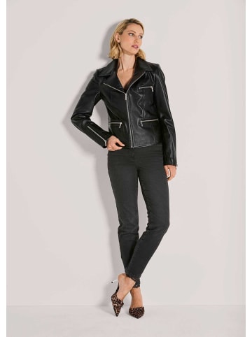 MADELEINE Langarmjacke aus feinstem Lammnappa in schwarz