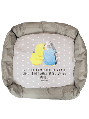 Mr. & Mrs. Panda Kuschelbett Wellensittich Liebe mit Spruch in Grau Pastell